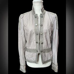 Joie sz MD soft lamb leather taupe jacket w detailing brushed silver buttons